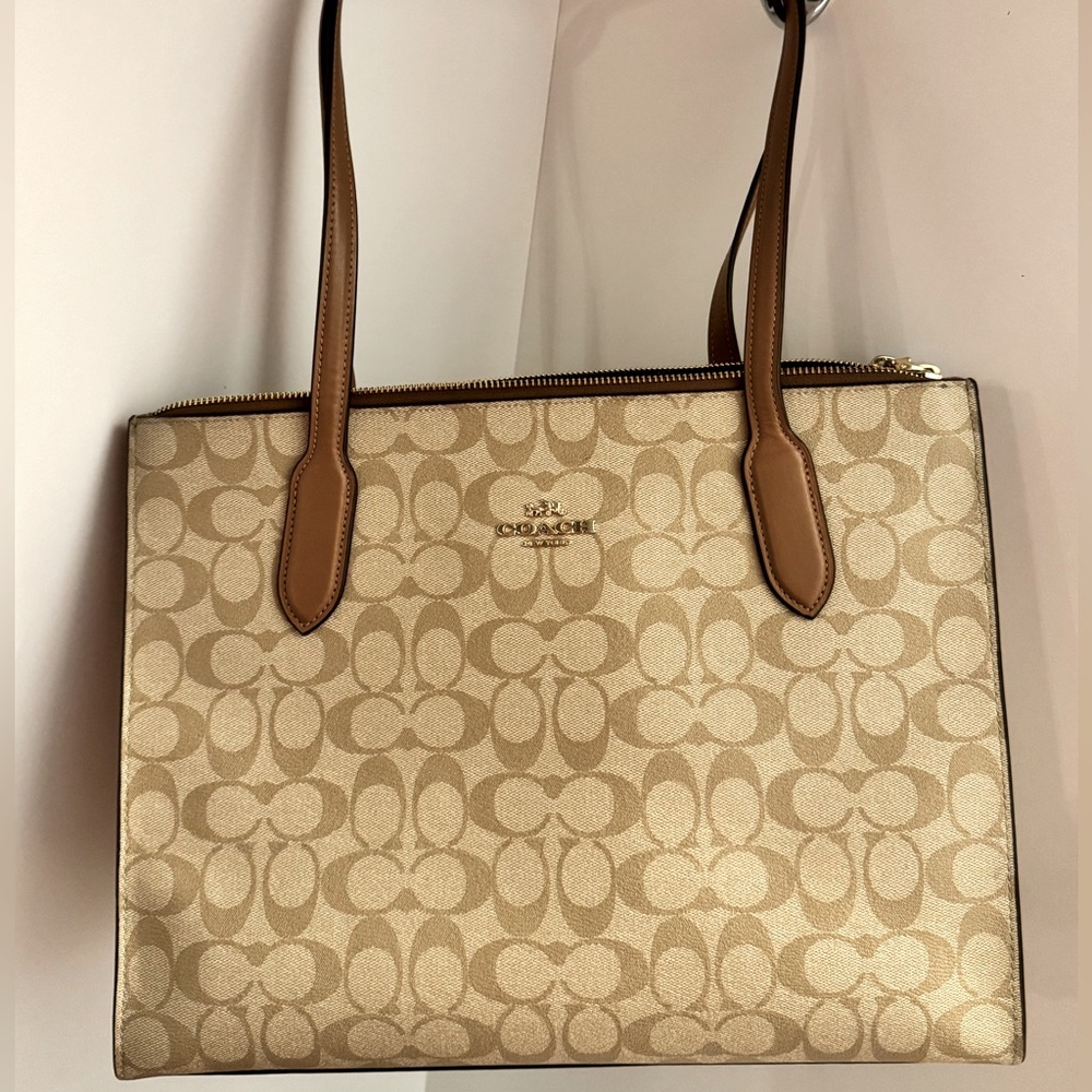 Coach Tan Nina Tote Bag In Signature Canvas